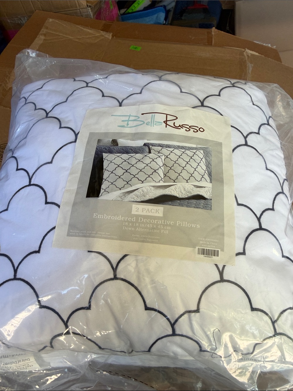 Bella Russo White Embroidered Decorative Pillow - 2 Pack